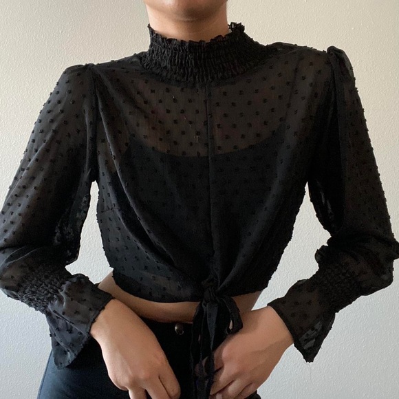 Black dotted swiss blouse - Picture 1 of 3